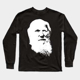 Charles Darwin Black On White Long Sleeve T-Shirt
